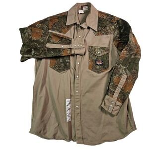 Rasco FR Flame Resistant Khaki Camo Western Snap Work Shirt XL Long HRC 2